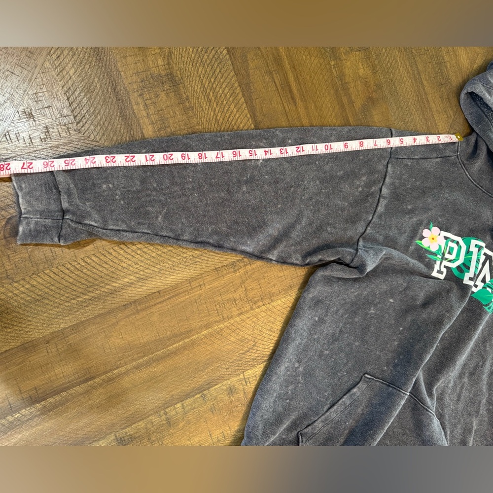 PINK Victoria's Secret Hawaii Charcoal Acid Wash Campus Hoodie Size Medium - Picture 7 of 10